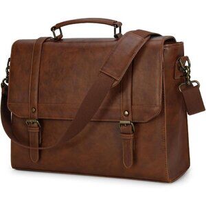 🆕 Men Brown Vintage Leather Laptop Computer Retro Work Business Shoulder Bag